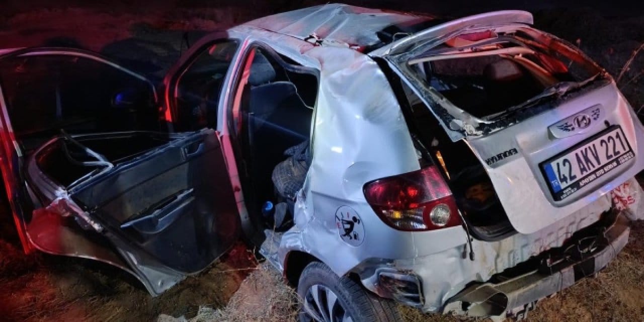 Konya’da araç şarampole devrildi: 1 ölü 3 yaralı